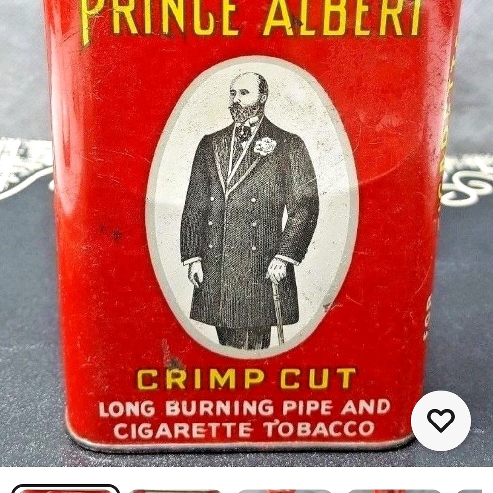 Vintage Prince Albert Empty Red Metal Tin Crimp Cut Pipe Cigarette Tobacco brcs4